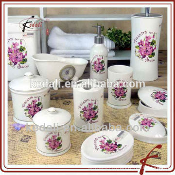 Flower Decal Porcelain Bathroom Set 4 Para El Hotel